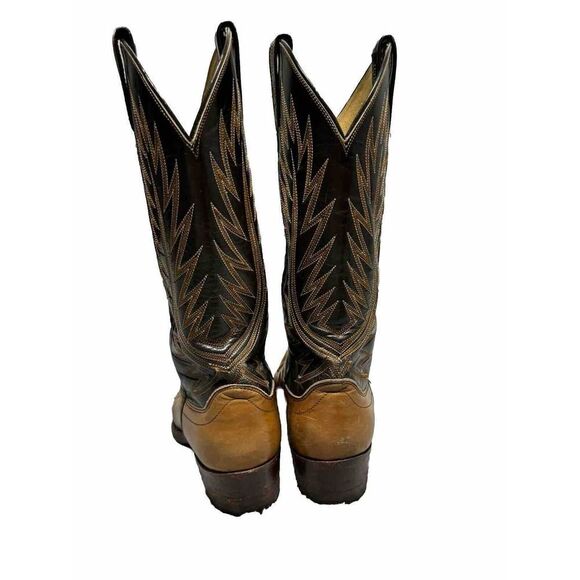 Dan Post Men's Size 7.5 Two Tone Black Brown Leather Western Cowboy Boots - Picture 12 of 14